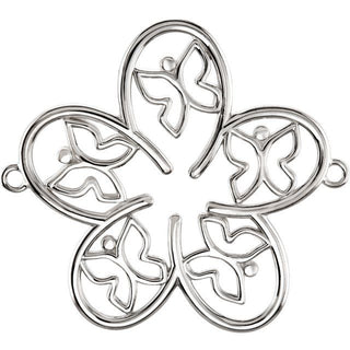 Sterling Silver Flower & Butterfly Bracelet Center