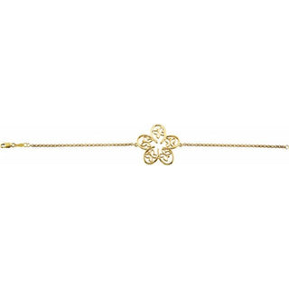 14K Yellow Flower & Butterfly 7 1/2" Bracelet