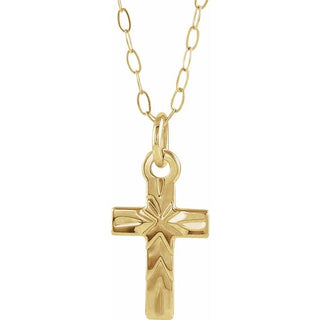 14K Yellow 9.5x6.5 mm Cross 15" Necklace 