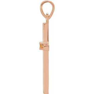 14K Rose Natural Citrine Cross Pendant