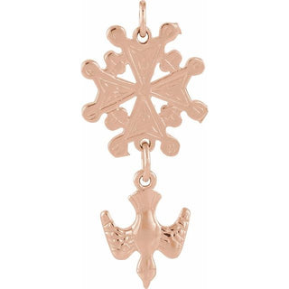 14K Rose 24.5x12 mm Huguenot Cross Pendant