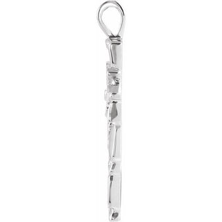 14K White Nugget Cross Pendant