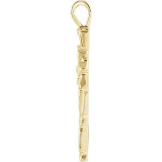 14K Yellow Nugget Cross Pendant