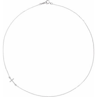 Platinum .04 CTW Natural Diamond Off-Center Sideways Cross 16" Necklace  