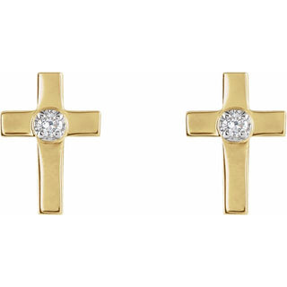14K Yellow 10x6 mm .04 CTW  Natural Diamond Cross Earrings