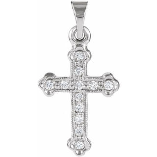 14K White 1/10 CTW Natural Diamond Cross Pendant