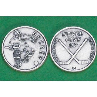 Bulk Sports Token with Hockey Player- Never Give Up, Champions Never Quit.
