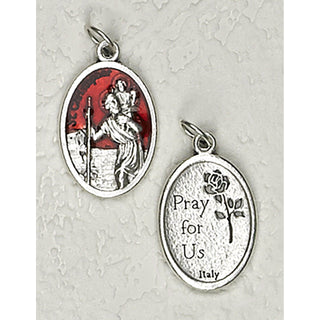 25-Pack - 3/4 inch Red Enamel St Christopher Pendant