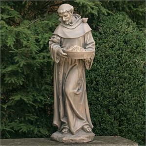 44.5-Inch St Francis Bird Feeder Garden Statue - View 2