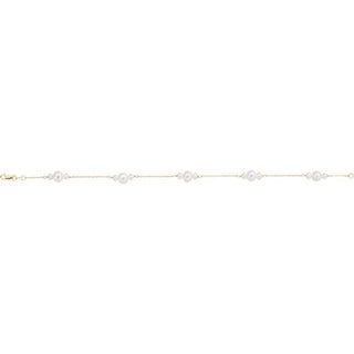 14K Yellow Cultured White Freshwater Pearl 7 1/2" Bracelet