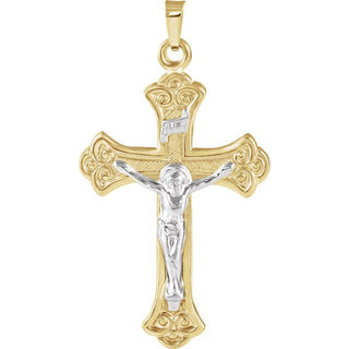 14K Yellow/White 32x23 mm Crucifix Pendant