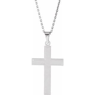 14K White 42x25 mm Cross 18" Necklace