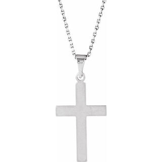 14K White 31x18 mm Cross 18" Necklace