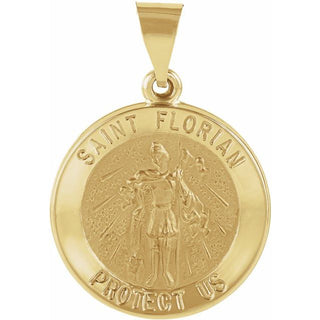14K Yellow Hollow Saint Florian Metal Pendant