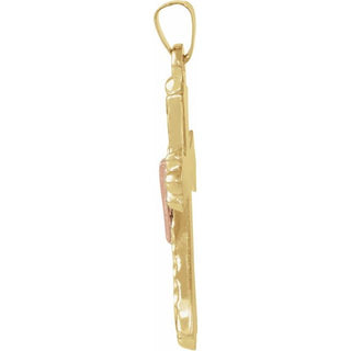 14K Yellow/Rose 25.5x18 mm Cross with Robe Pendant 