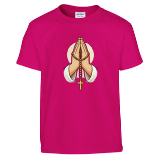 Praying Hands with Rosary Kids T-Shirt