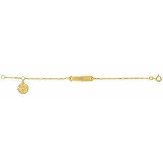 14K Yellow Youth Identification 4.5" Bracelet with Angel Charm 