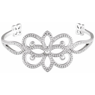 14K White Granulated Cuff 6 1/2" Bracelet