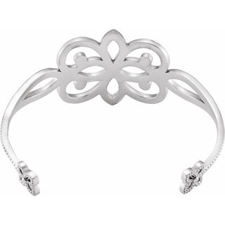 14K White Granulated Cuff 6 1/2" Bracelet