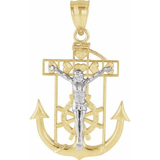 14K Yellow/White Mariner's Crucifix Pendant