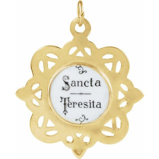 10K Yellow 26x26 mm Enamel St. Theresa Medal