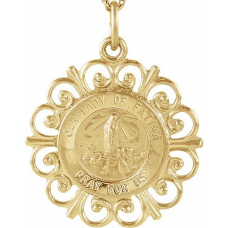 14K Yellow 18 mm Our Lady of Fatima Medal
