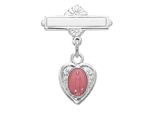 Sterling Silver Pink Miraculous Rhodium Baby Pin