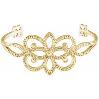 14K Yellow Granulated Cuff 6 1/2" Bracelet