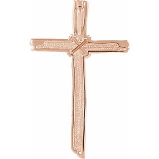 14K Rose Woodgrain Cross Pendant