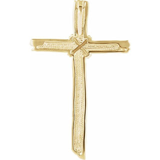 10K Yellow Woodgrain Cross Pendant
