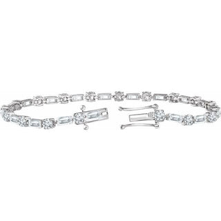 Sterling Silver imitation White Cubic Zirconia Line 7" Bracelet