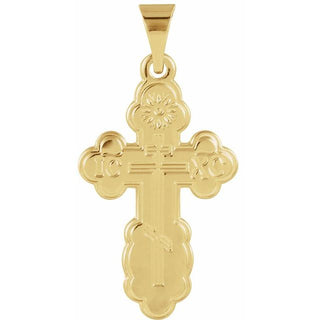 14K Yellow Saint Olga Orthodox Cross Pendant