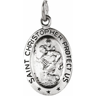 Sterling Silver 24x16 mm Oval Saint Christopher Pendant  