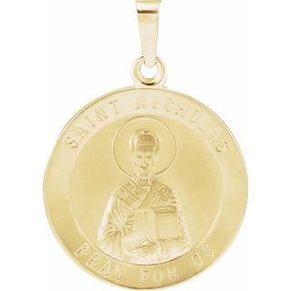 14K Yellow Saint Nicholas Medal Pendant 