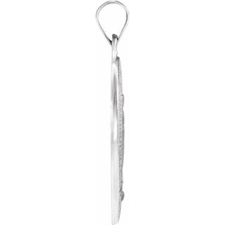 14K White 25x18 mm Oval Hollow Miraculous Medal