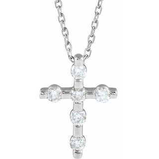 14K White 1/5 CTW Natural Diamond Cross 16-18" Necklace