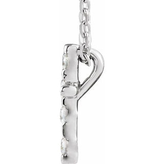 14K White .08 CTW Natural Diamond Cross 16-18" Necklace