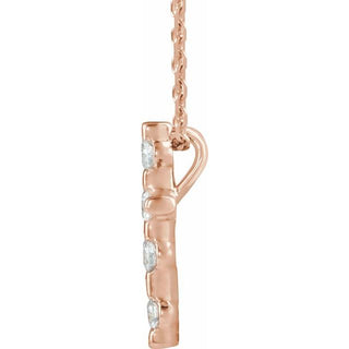 14K Rose 1/5 CTW Natural Diamond Cross 16-18" Necklace