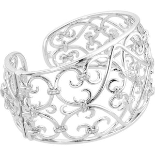 Rhodium-Plated Sterling Silver 1/3 CTW Natural Diamond Cuff 8" Bracelet