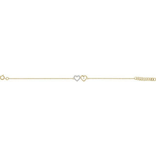 10K Yellow .07 CTW Natural Diamond Double Heart 6-7" Bracelet