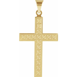 14K Yellow 22x14 mm Geometric Cross Pendant