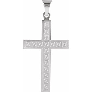 14K White 28x18 mm Geometric Cross Pendant
