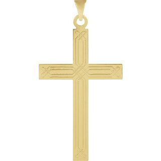 14K Yellow Geometric Cross Pendant