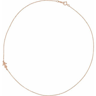 14K Rose Infinity-Inspired Off-Center Sideways Cross 16" Necklace      