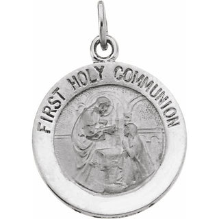 14K White 15 mm First Communion Medal