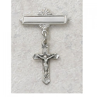Sterling Silver Crucifix Rhodium Baby Pin/T