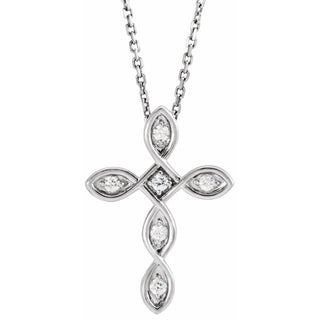 Sterling Silver .08 CTW Natural Diamond Cross 16-18" Necklace