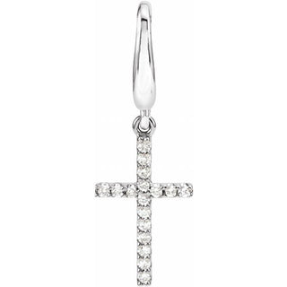 14K White .08 CTW Natural Diamond Cross Charm/Pendant