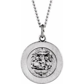 Sterling Silver 18 mm Baptism Medal 18" Necklace  