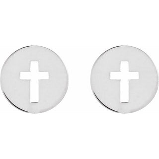14K White Pierced Cross Earring
